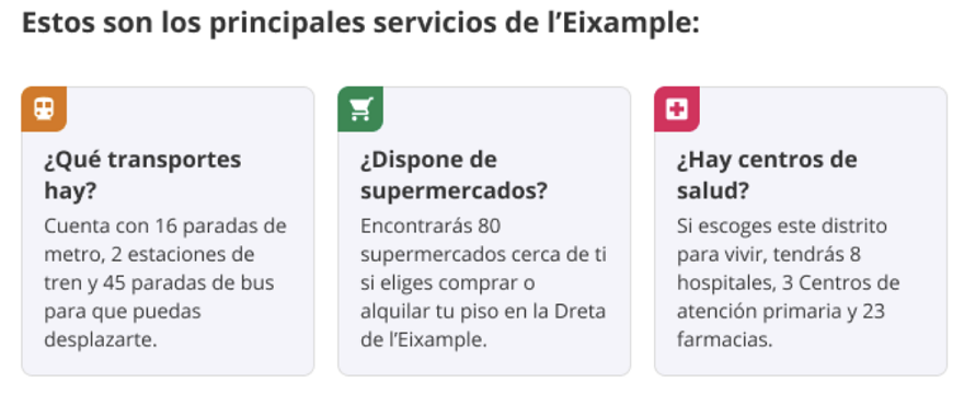 servicios que ofrece geo advisor por cada barrio
