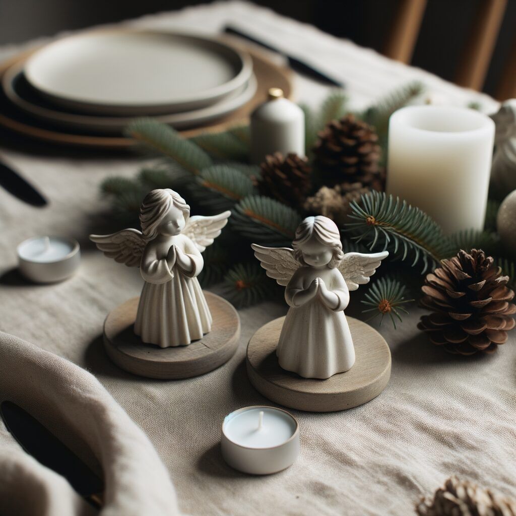 Angelitos mesa de Navidad