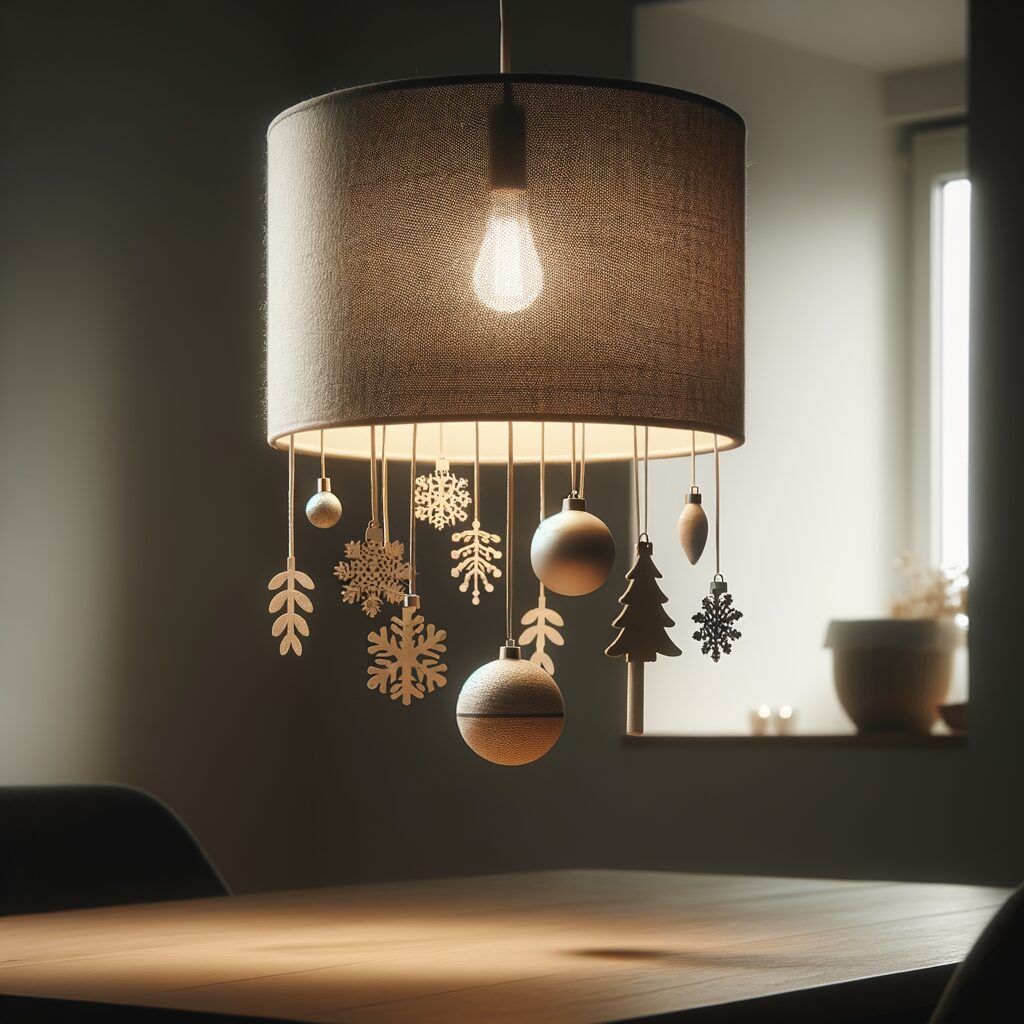 Lámpara decorada con adornos navidad