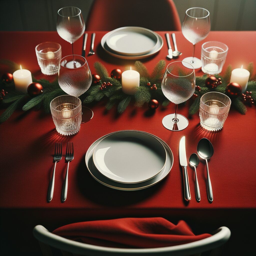 Mantel rojo para mesa navidad