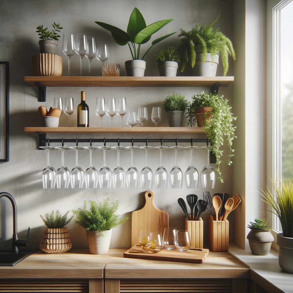 Estanterías de madera para la cocina