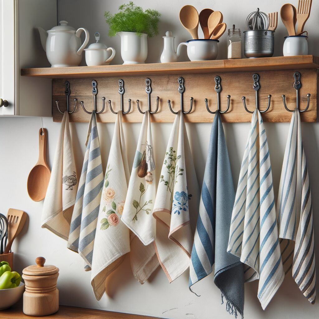 Ganchos para guardar los paños de cocina